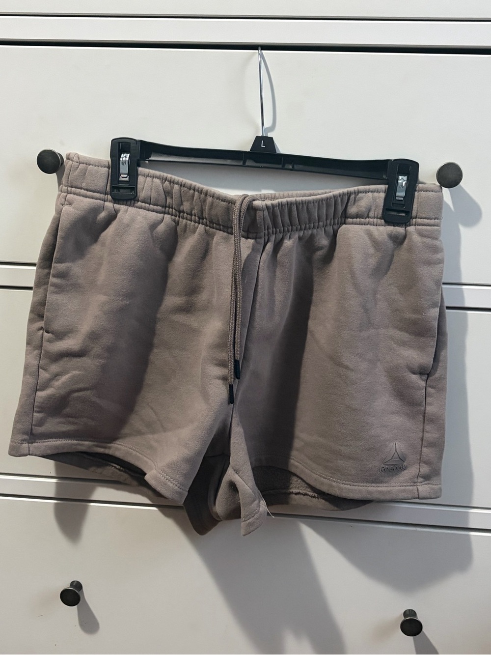 Reebok Women's Taupe Drawstring Fleece Athletic Shorts
